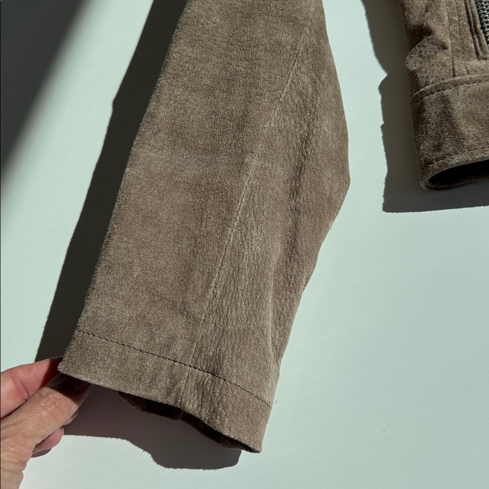 Blank NYC Taupe Light Brown Leather Moto suede Jacket size Small - Picture 4 of 13